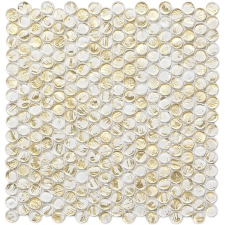 Apollo Tile Majeste 12.2inx12.2in Glossy White and Gold Glass Mosaic Wall and Floor Tile 10.34 sqft/case, 10PK APLAPN8806A