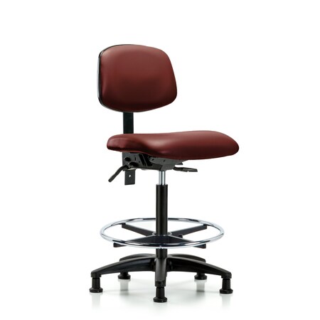 Blue Ridge Ergonomics Vinyl Chair, High Bench, Tilt, Foot Ring, Glides, Borscht BR-VHBCH-RG-T1-A0-CF-RG-8815