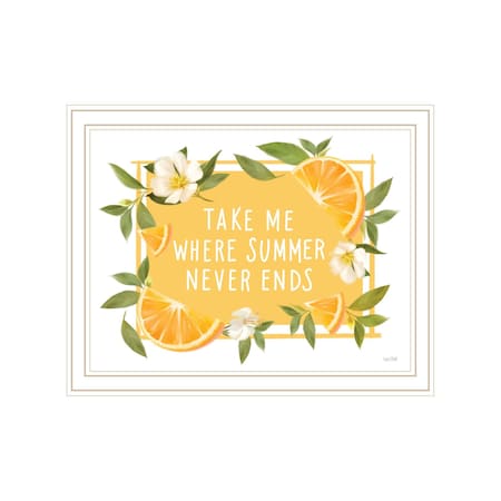 Take Me Where Summer Never Ends White And Gold Framed Print Wall Art
