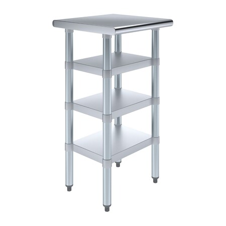 Amgood 18in D x 18in L Stainless Steel Table, Three Undershelves AMG WT-1818-3SH-Z