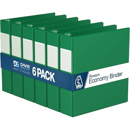 Davis Group Premium Economy, Angle D Ring, Binder, (Green, 2"), PK6 2304-04-06