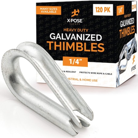 Xpose Safety Galvanized Steel Thimbles for Wire Rope, 1/4 Inch, 120PK GCT14-120-X-S