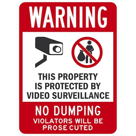 Lyle Warning This Property is Protected by Video Surveillance, 18x24, Non-Reflective, White G-11112-NA_18x24