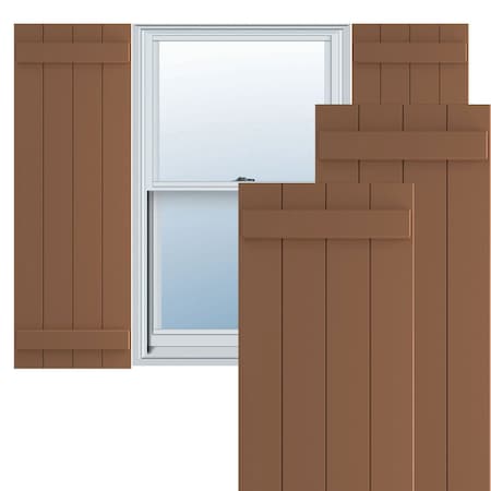 Ekena Millwork True Fit PVC, Four Board Joined Board-n-Batten Shutters, Burnt Toffee, 21 1/2W x 45H, PR TFP101BBF21X045BT