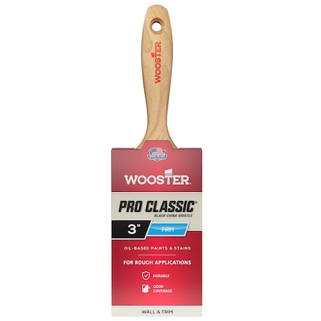 Wooster 3" Varnish Soft, Black China Bristle, Paint Brush, Sealed Maple Wood Handle Z1104-3