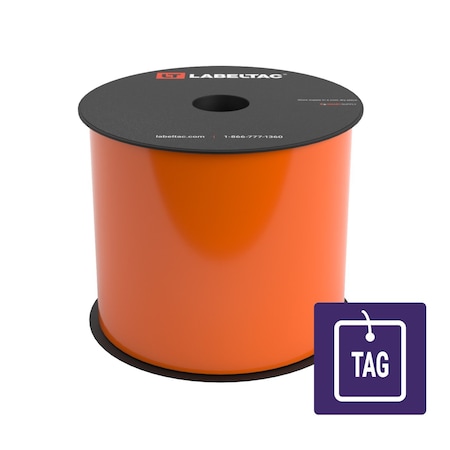 Labeltac Tear-Resistant Tag Stock 4in x 100ft LT4/LTPX, Orange LT406TAG