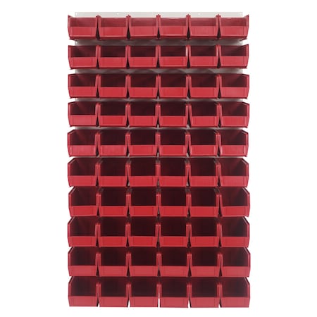 Quantum Storage Systems 36X61 HC LOUVERED PANEL W/60 BINS RED QLP-3661HC-230-60RD