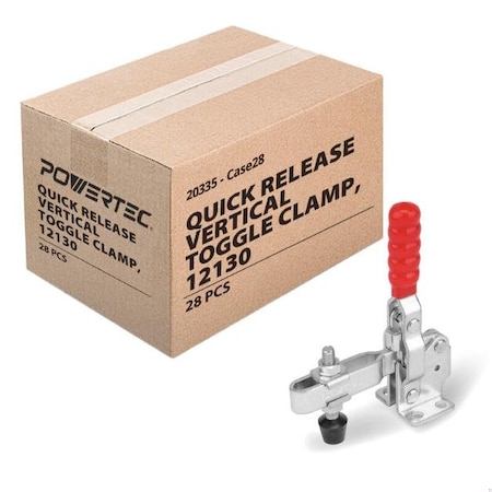 Powertec Toggle Clamp, 500 lbs Cap., 12130 Quick Release Vertical Clamps, Antislip Rubber Pressure Tip, 56PK 20335-Case28N