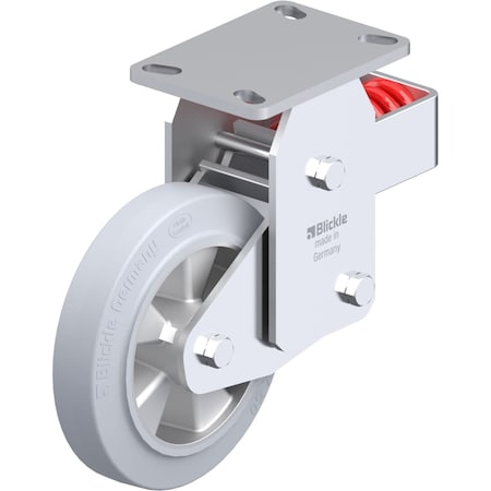 Blickle Rigid Plate Caster, Solid Rbr, 8", 1100 lb. BHF-ALEV 200K-16-SG