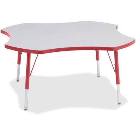Jonti-Craft Berries Four Leaf Activity Table, E-height, Freckled Gray/Red/Gray 6453JCE008
