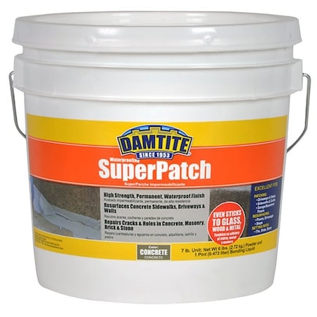 Damtite SuperPatch 04072 Waterproofing Mortar, Gray, 7 lb, Pail 4072