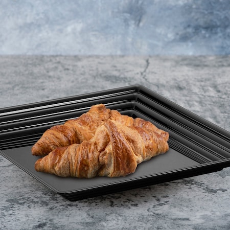 Smarty Had A Party 16 x 16 Black Square with Groove Rim Plastic Serving Trays 24 Trays, 24PK 7906-CASE