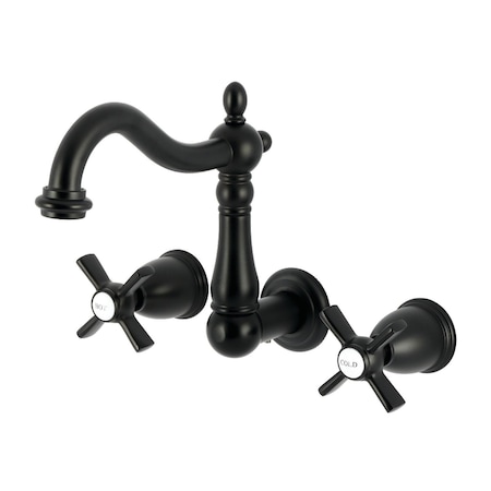 Kingston Brass Double-Handle Wall Mount Bathroom Faucet, Matte Black KS1250ZX