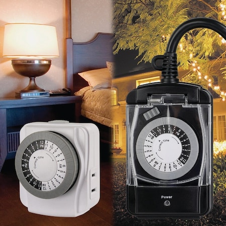 Prime 15A 125V Indoor & Outdoor Timer Set TNO24I12