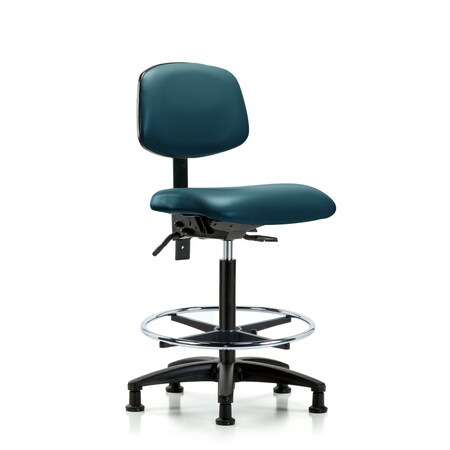 Blue Ridge Ergonomics Vinyl Chair, High Bench, Foot Ring, Glides, Royal BR-VHBCH-RG-T0-A0-CF-RG-8801