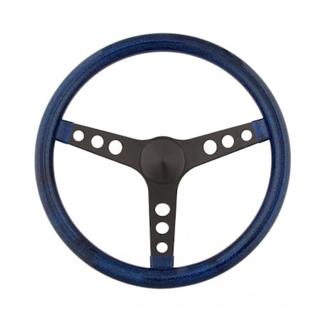 Grant 8456 13.5 in. Metal Flake Steering Wheel, Black 3-Spoke - Blue GRT8456