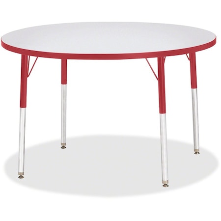 Jonti-Craft Berries Round Activity Table, 42 in. Diameter, A-height, Freckled Gray/Red/Gray 6468JCA008