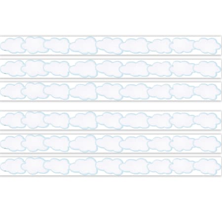 Teacher Created Resources Clouds Die-Cut Border Trim, 35 Feet Per Pack, 6PK TCR9240