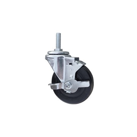 Service Caster 4 Inch Hard Rubber Wheel Swivel 1/2 Inch Threaded Stem Caster with Brake SCC SCC-TS20S414-HRS-TLB-121315