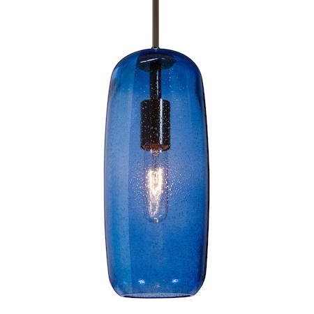 Besa Lighting Besa Pinot 13 Pendant, Blue Bubble, Bronze Finish, 1x 60W MAX E26 Base 1JT-PINOT13BL-BR