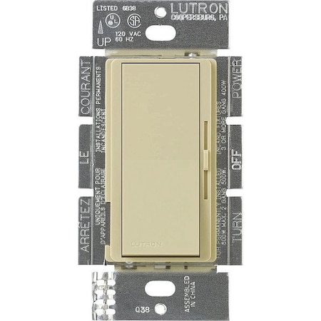 Lutron Lighting Dimmer, Slide, 1-Pole/3-Way DVF-103P-IV
