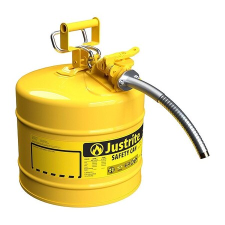 Justrite TYPE II SAFETYCAN, Steel, Yel, HoseOD5/8 7250220