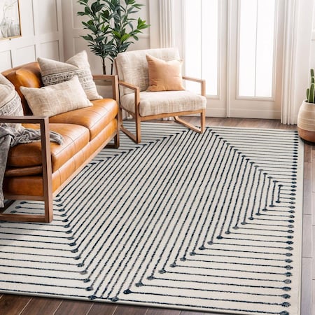 World Rug Gallery Modern Geometric Area Rug 5 ft x 7 ft Cream WR91CREAM5X7