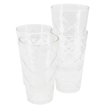 Gibson Home Lattice 4 Piece 16 Ounce Glass Tumbler Set 141407.04