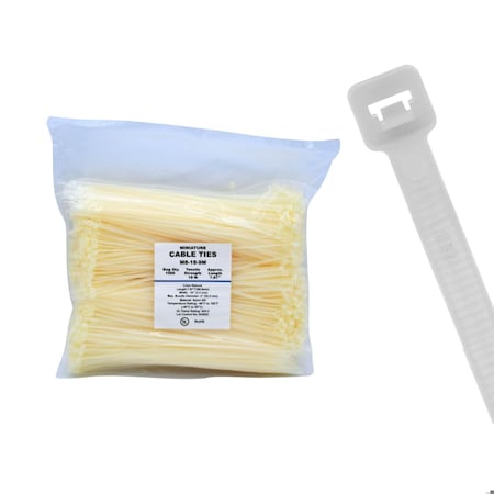 Cable Ties Unlimited Cable Tie, 8 in L, 18 lb Strength, 2.2 in Max Bundle Dia, Nylon 6/6, Natural, 1000PK M8-18-9M