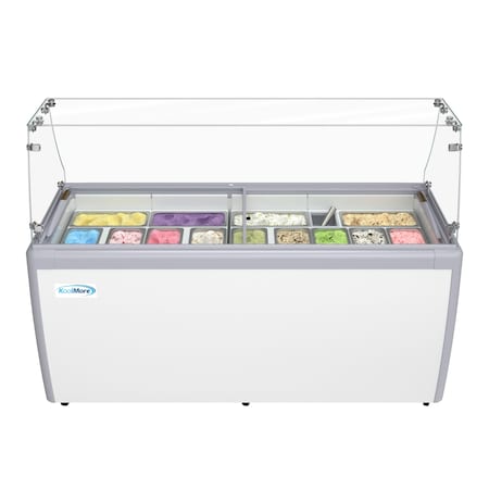 Koolmore 70 in. Gelato Dipping Cabinet Display Freezer with Sliding Glass Door and Sneeze Guard, 20 Cu. Ft. KM-GDC-71SD-FG