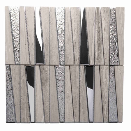 Apollo Tile Gray 11.8 in x 11.8 in Glass, Stone Polished Floor and Wall Mosaic Tile 4.83 sqft/case, 5PK APLHTC88533-MA