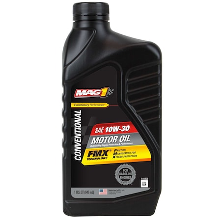 Mag 1 Engine Oil Conventional, Not Biodegradable, 10W-30, FMX, 1 qt, Bottle MAG61648