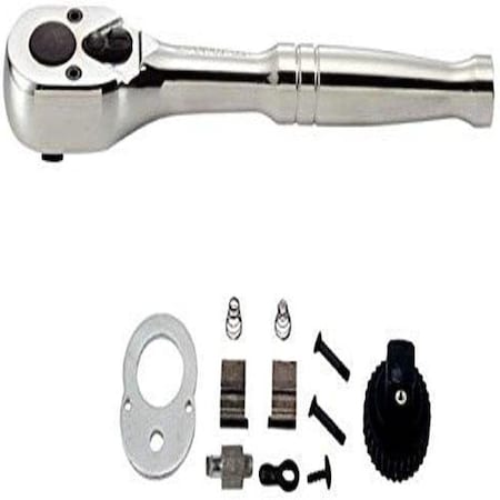 Kt Pro 5-1/2" Drive 1/4" Drive Reversible Ratchet Polish, Chrome Molybdenum Alloy Steel C4269-55P