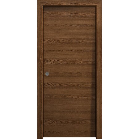 Sartodoors Sliding Pocket Door 18 x 84 inches, Ego 5000 Cognac Oak Veneer, Kit Rail Hardware, Solid Wood Int EGO5000PD-DKO-18