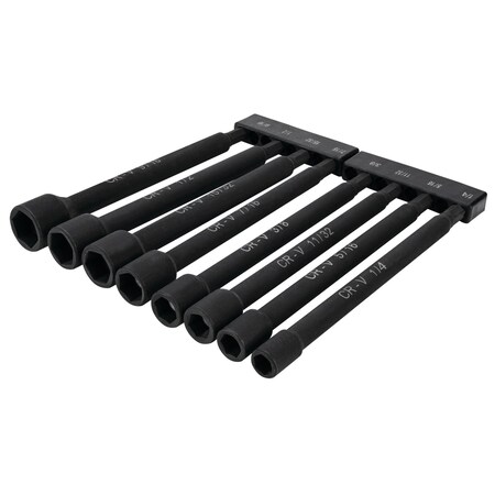 Performance Tool 8 pc. SAE Magnetic Nut Driver Bit Set, 6 in. Long, Impact Grade, CrV W9064