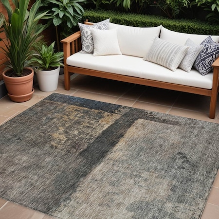 Homeroots 10' X 14' Coffee Black And Beige Abstract Washable Indoor Outdoor Area Rug 606091