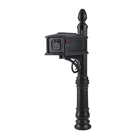 Gibraltar Architectural Mailboxes Stratford Decorative Plastic Post Mount Black Mailbox SC000BAM