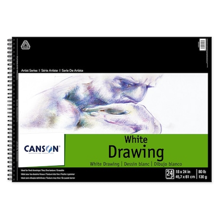 Canson Artist Series Drawing Pad, Bright White, Side Wire Binding, 24 Sheet, 18x24 inch C100510893