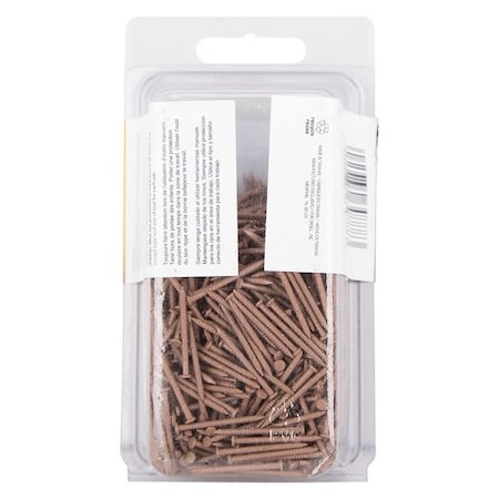 Prosource Panel Nail, 16D, 1 in L, Steel, Painted, Flat Head, Ring Shank, Brown NTP-160-PS