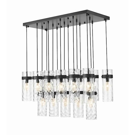 Z-Lite Fontaine 17 Light Linear Chandelier, Matte Black, 44.25 In W 7002P5-17L-MB