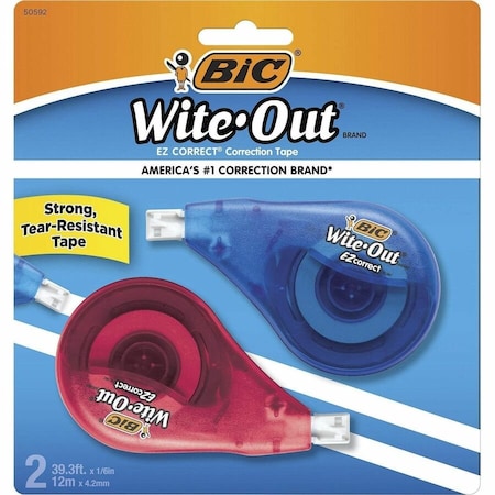 Bic Single Line Correction Tape 1/5" x 39.4' White 2 Pack WOTAPP21