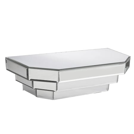 Homeroots 16in Silver Mirrored Glass Hanging Dimensional Floating Shelf 384172