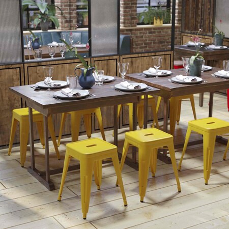 Flash Furniture 18 Inch Yellow Metal Stool, 4PK ET-BT3503-18-YL-GG