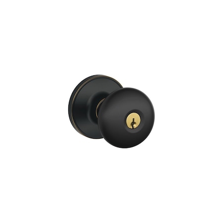 Schlage Residential Entry Knob, Knob Handle, Aged Bronze, Metal, C Keyway, Re-Key Technology: Traditional, Residential J54VSTR716