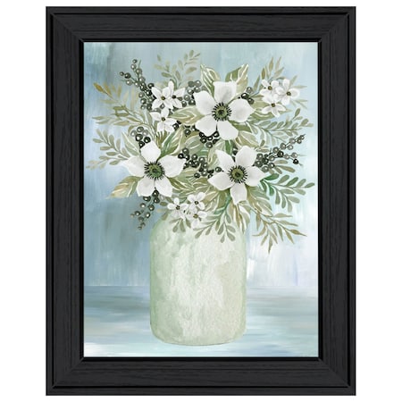 Homeroots White Blooms Black Framed Print Wall Art 530118