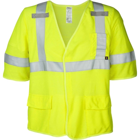 Ironwear Hi-Vis FR Safety Vest w/Sleeves XL Class 3 , Hook & Loop 3 Pockets 1267FR-L-RD-XL