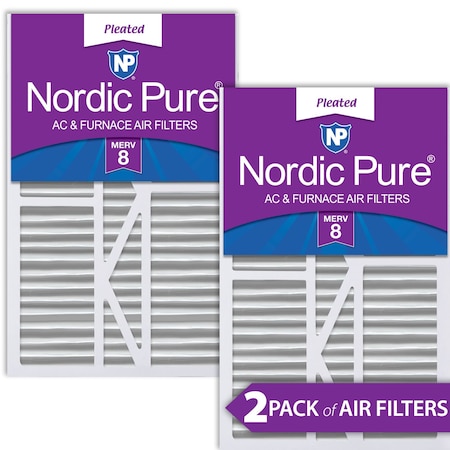 Nordic Pure 16x25x5 Pleated Air Filter, High Capacity, Electrostatically Charged Synthetic Media, MERV 8, 2 PK 16x25x5_1/4GCAM8-2