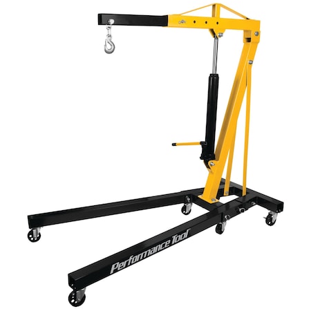 Performance Tool 1 Ton Shop Crane, Foldable, 2000 lb Capacity, Swivel Casters W41049