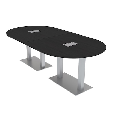 Skutchi Designs Racetrack Conference Table With Power, 48 in W, 96 in L, Black HAR-RAC-48X96-DOU-U999ST19-ESIL