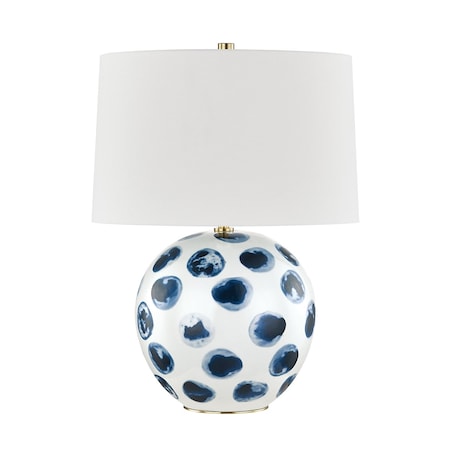 Hudson Valley Lighting Blue Point 1 Light Table Lamp 16 In. White Bisque/Blue Dots L1448-WH/BD